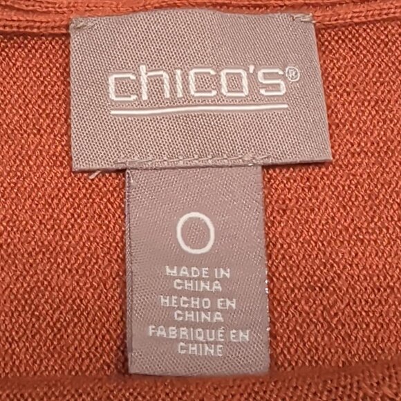 Chico's Cashmere Blend Sz 0 S Sweater Solid Rust Orange Women's Ribbed Pullover - Picture 6 of 10